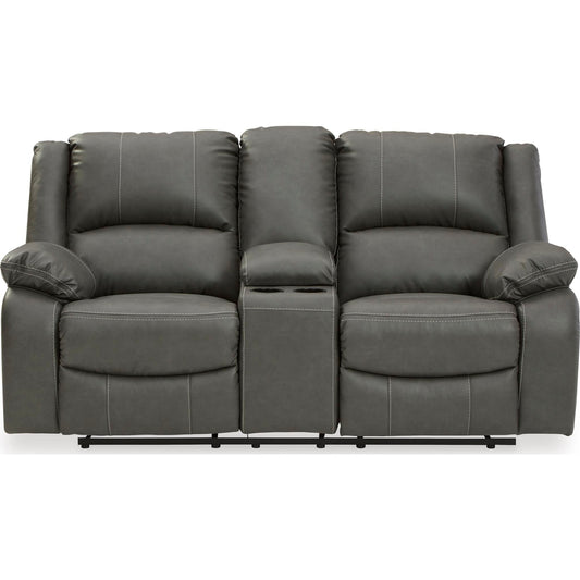 Calderwell Power Reclining Loveseat with Console - Gray