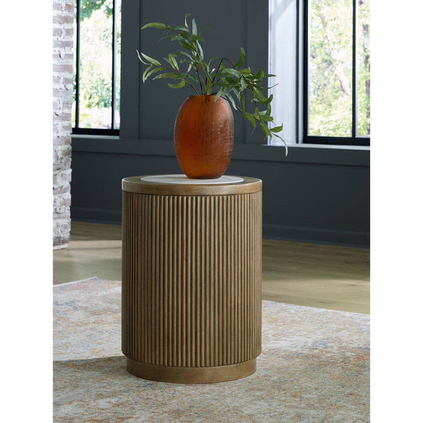 Camdill End Table - Light Brown/White