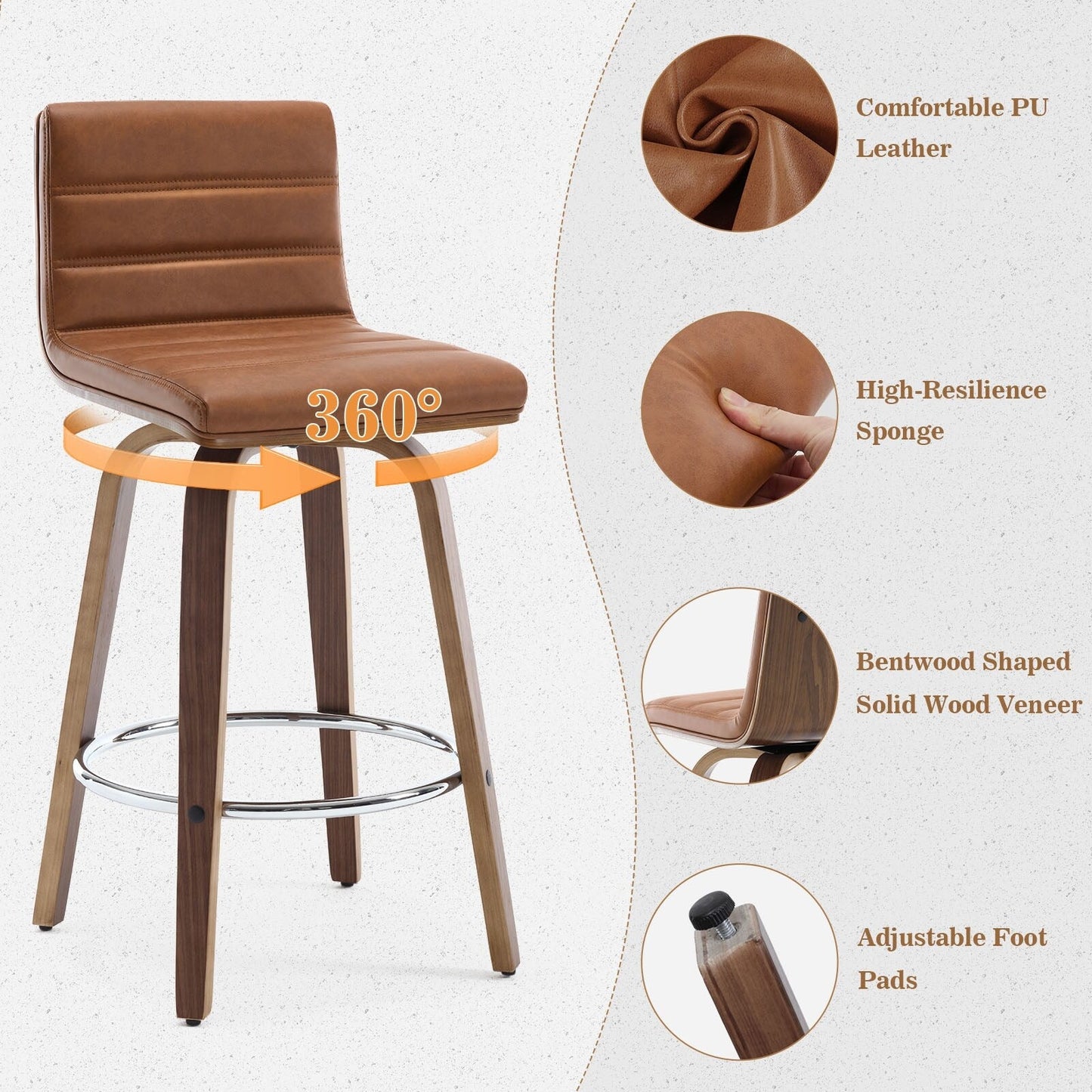 26/29 Faux Leather Swivel Bar/Counter Stools, Set of 2/3