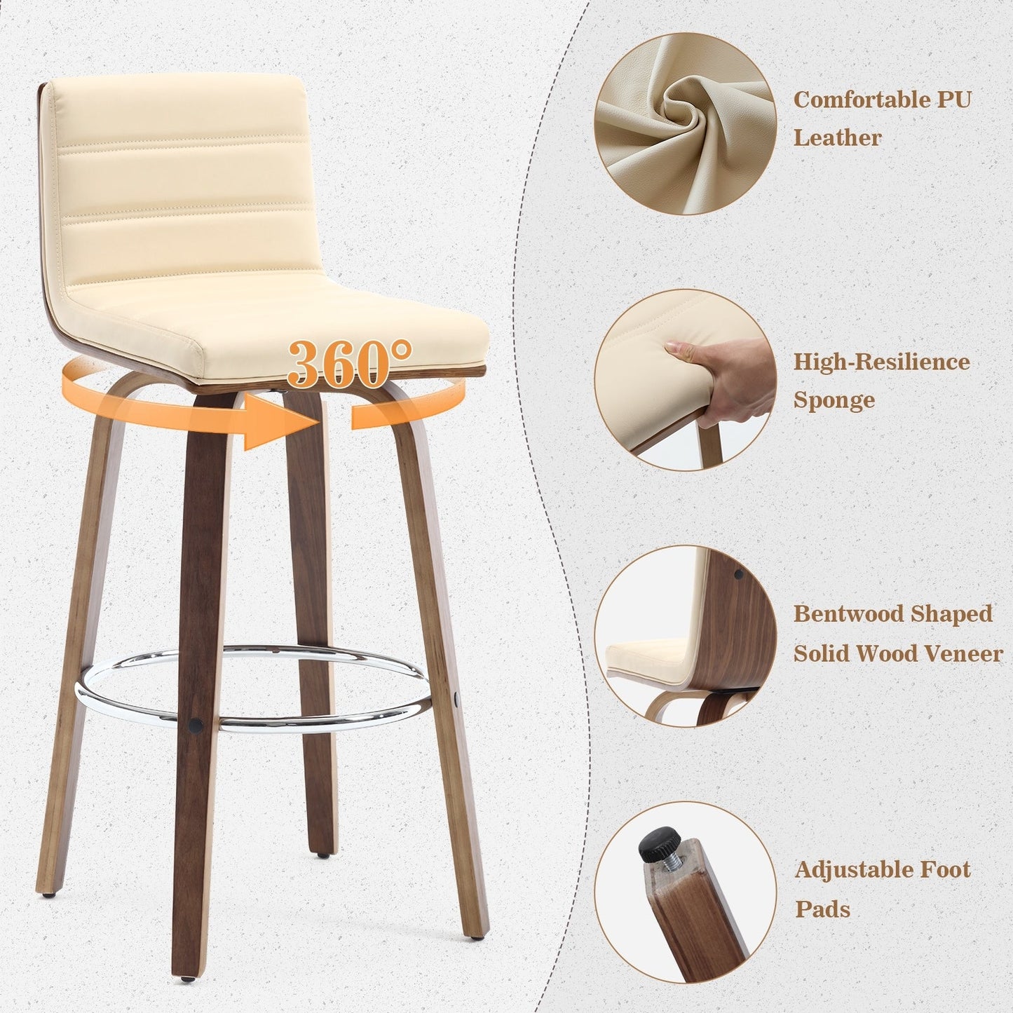 26/29 Faux Leather Swivel Bar/Counter Stools, Set of 2/3