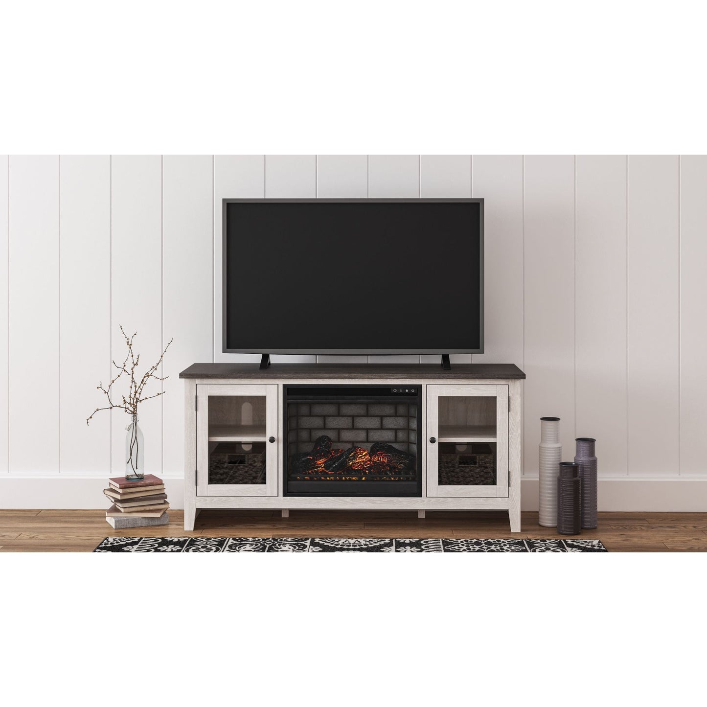 Dorrinson Credenza With Fireplace - Two-tone