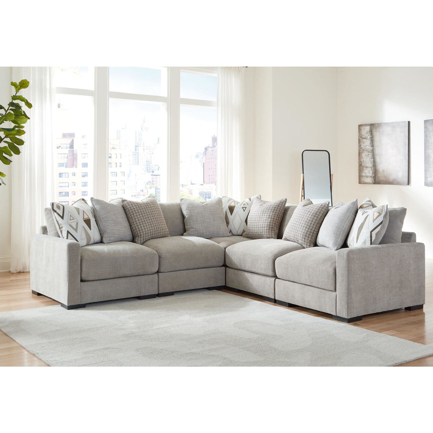Aslan Court 5 Piece Sectional - Pebble