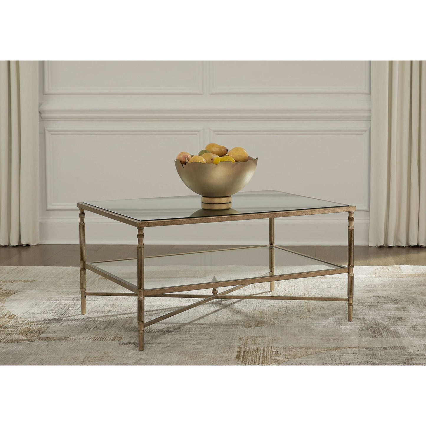 Cloverty Coffee Table - Aged Gold Finish