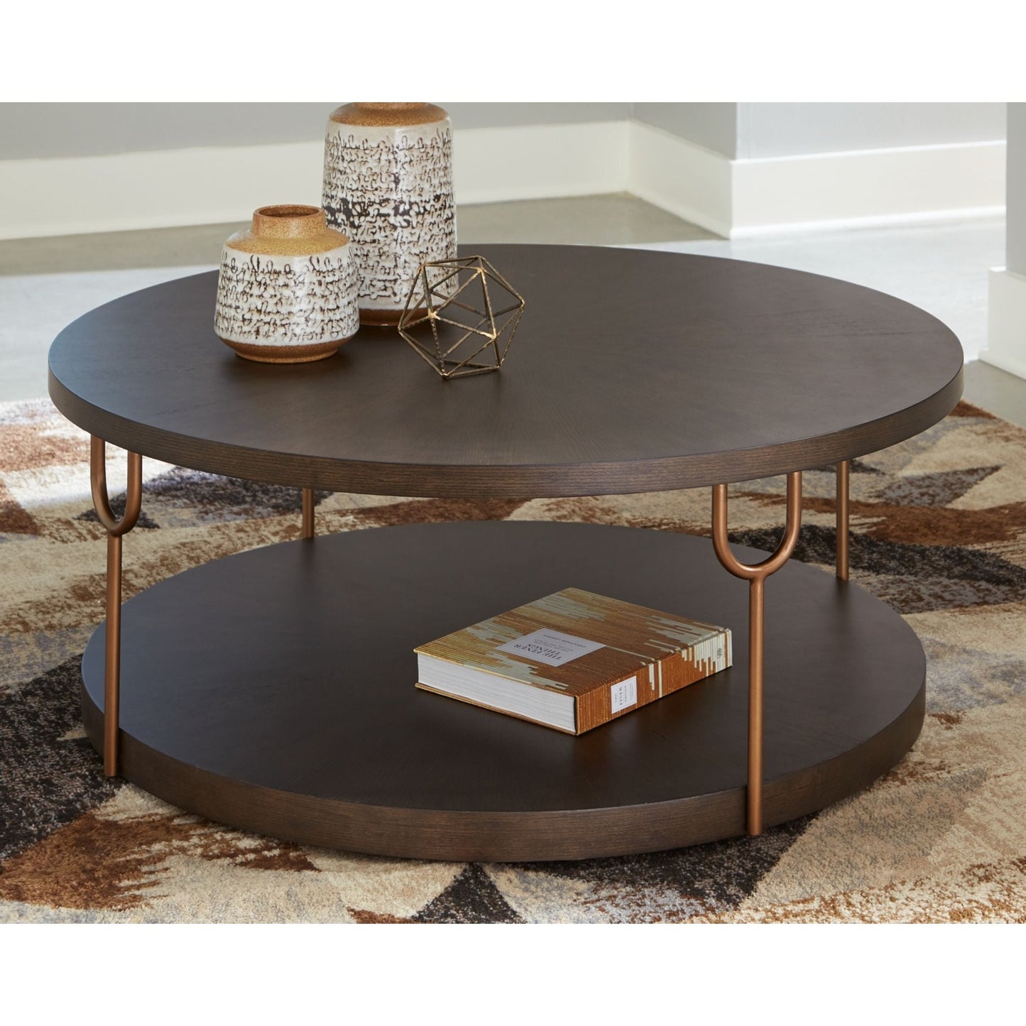 Brazburn Coffee Table - Dark Brown/Gold Finish