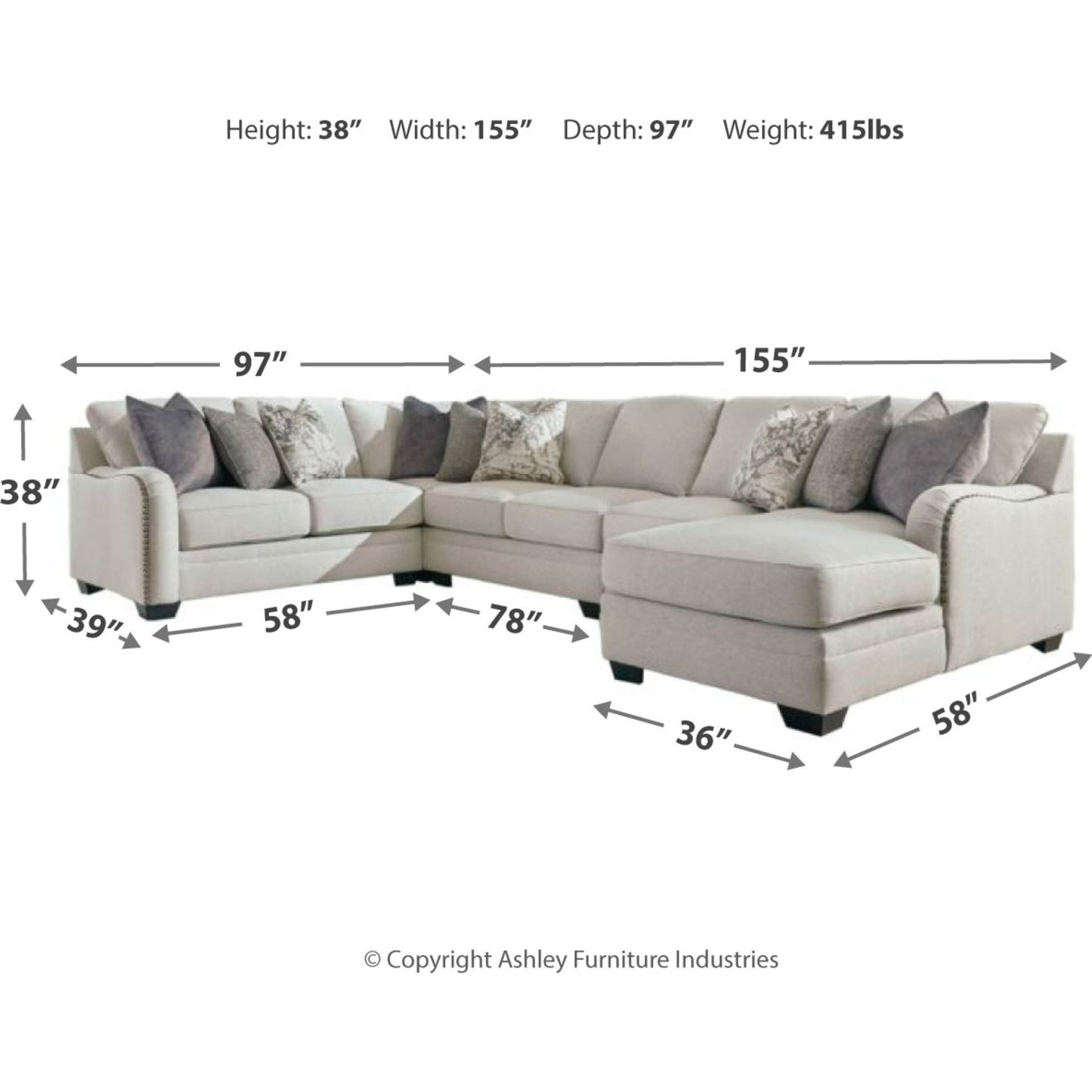 Dellara 5 Piece Sectional with Chaise