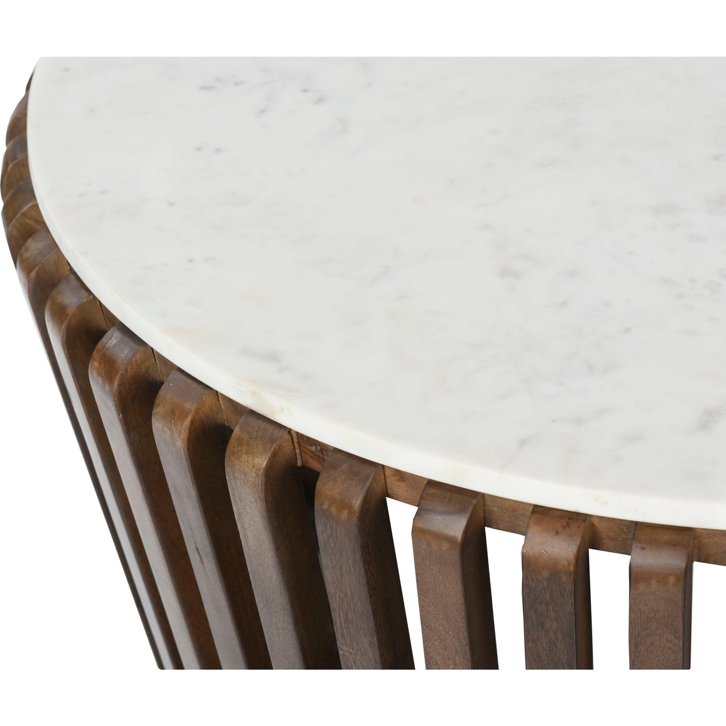 Alisha Coffee Table - White Marble/Brown