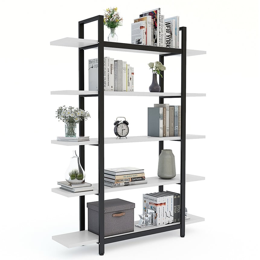 5-Tier Bookshelf, Vintage Industrial Style Bookcase