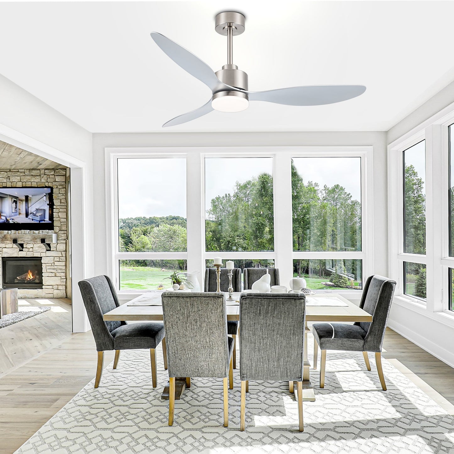 52 Inch LED Ceiling Fan with Lights Remote(3-Blade)