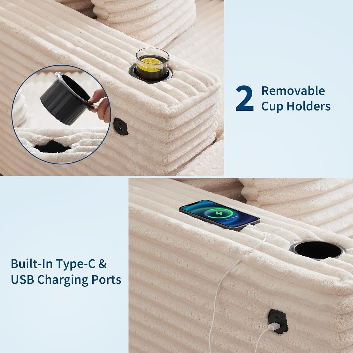 54'' Upholstered Sofa Bed with Pillows and Arms Indoor Oversized Coffee Chair Comfortable Corduroy Sleeper Sofa