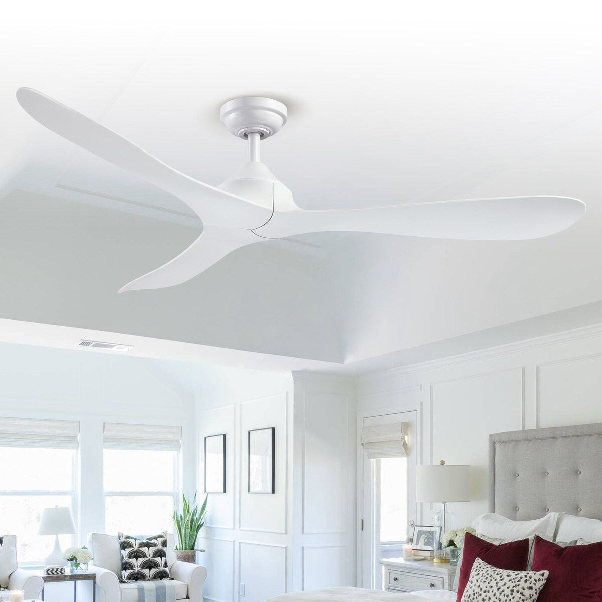 56 Modern Black 3-Blade Propeller DC Ceiling Fan with Remote