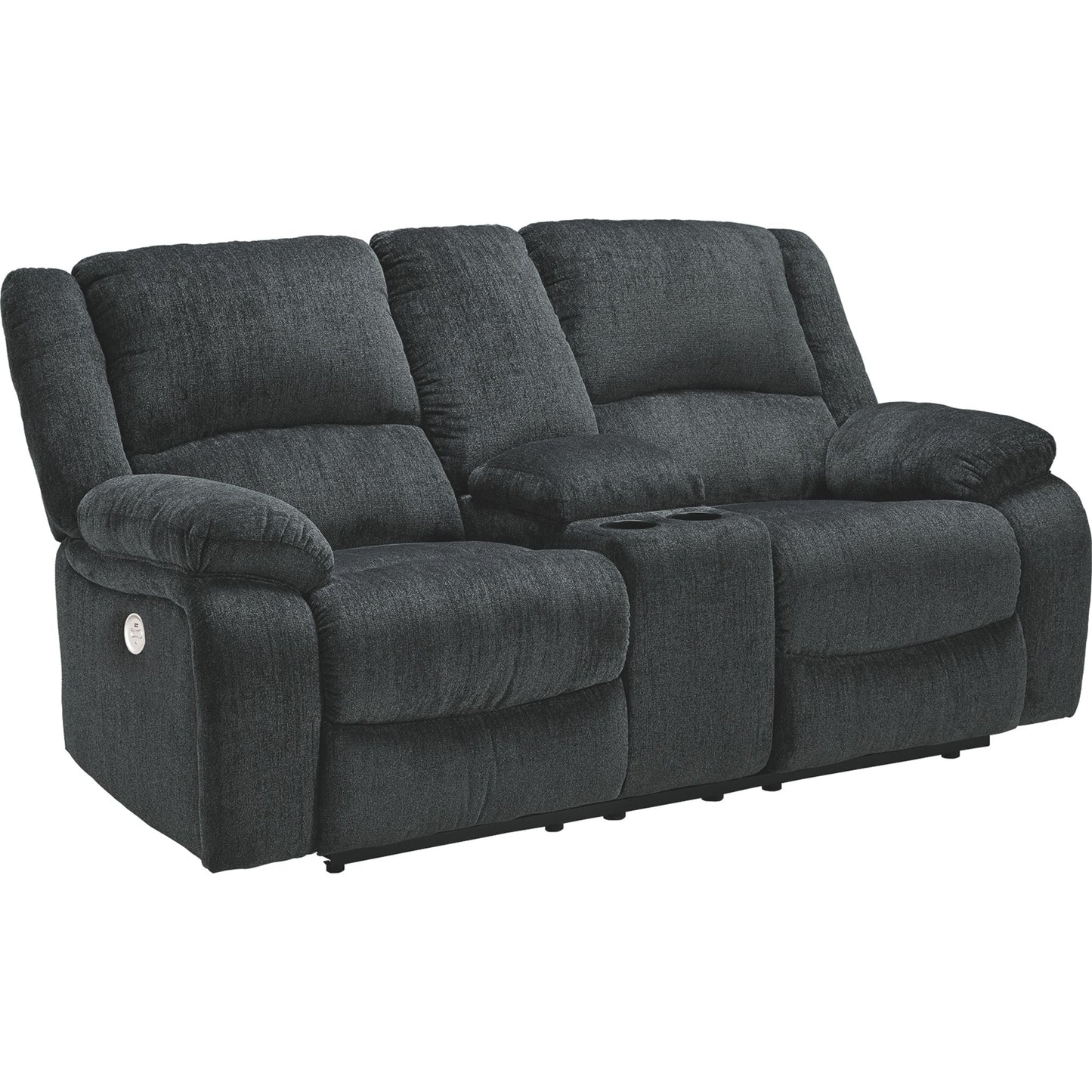 Draycoll Power Reclining Loveseat with Console - Slate