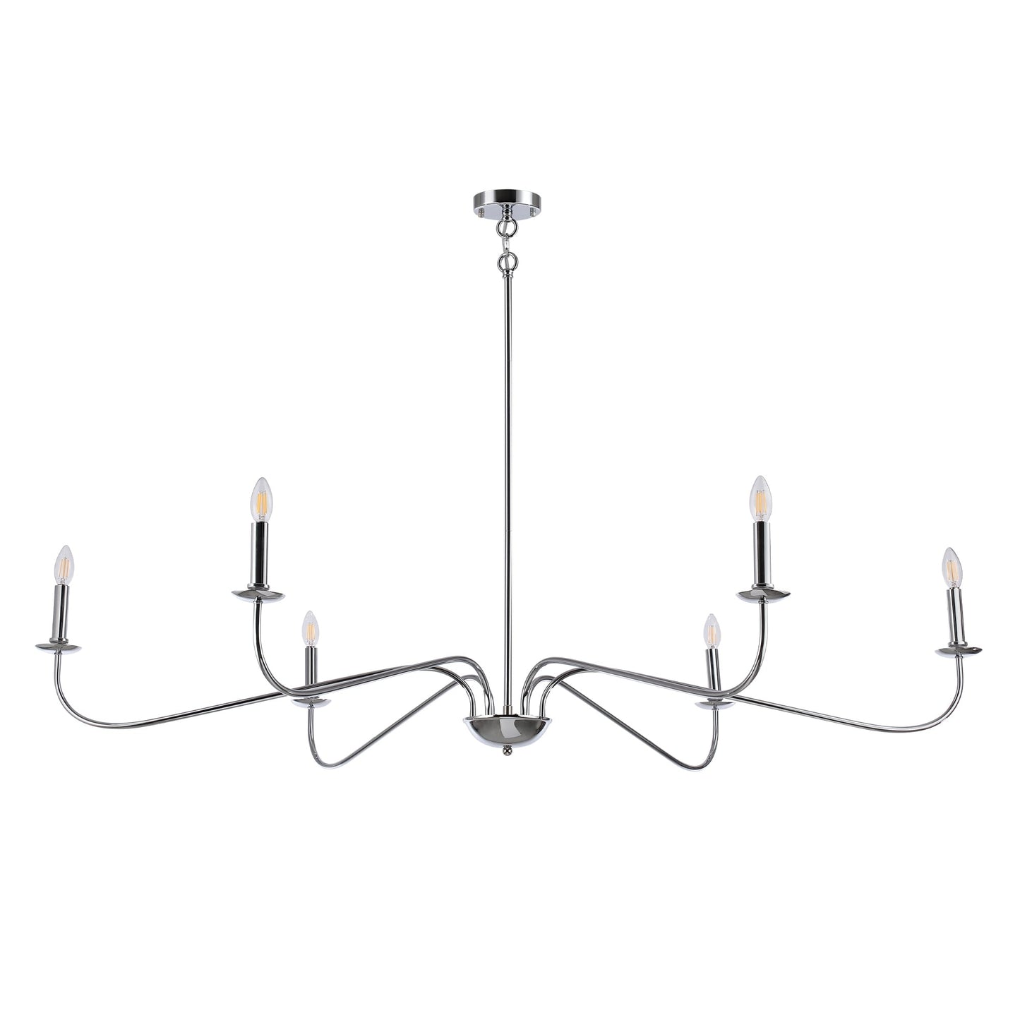 6 Light 64 Inches Minimalist Chandelier in Matte Black / Gold /Chrome - N/A