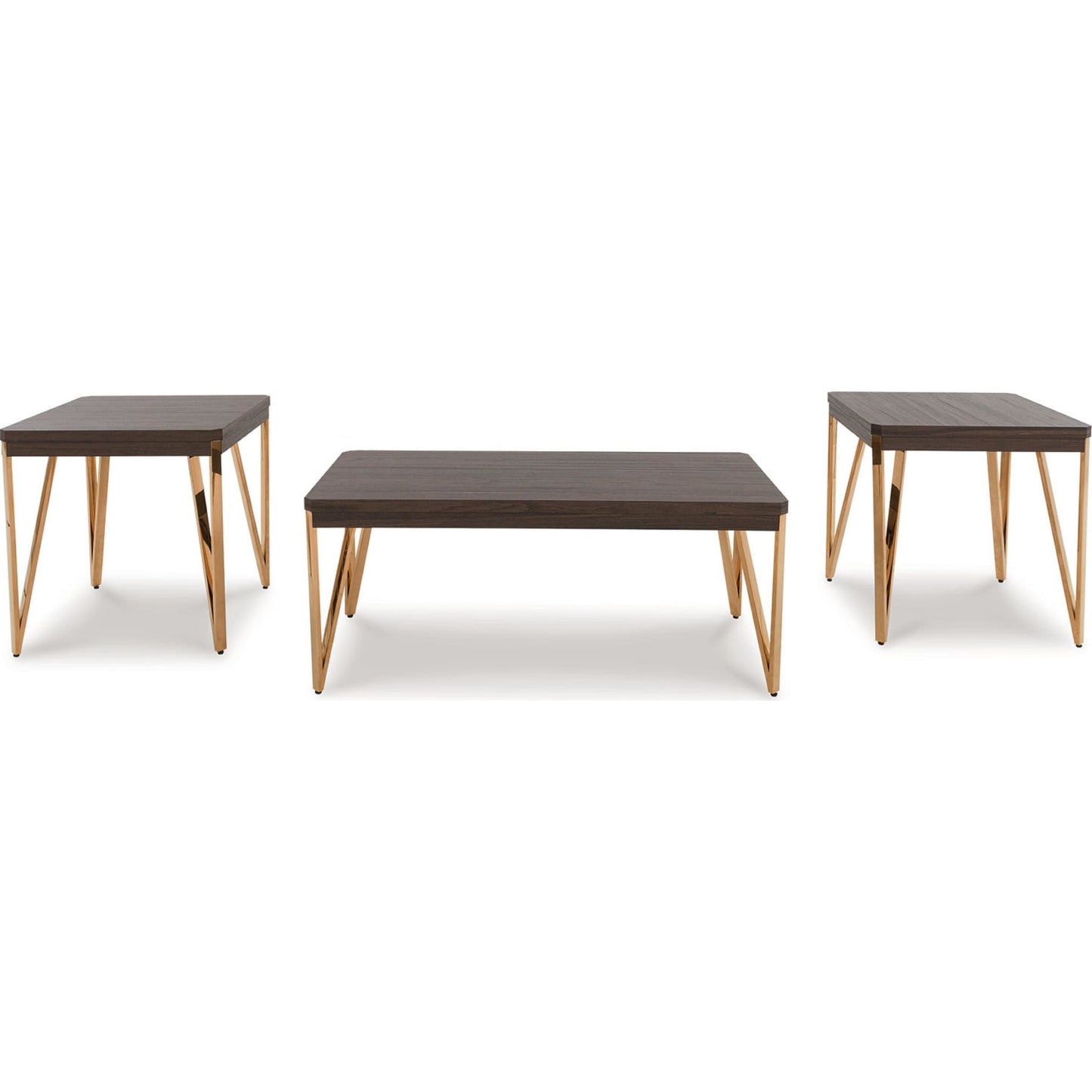 Bandyn 3 Pack Tables - Brown/Champagne