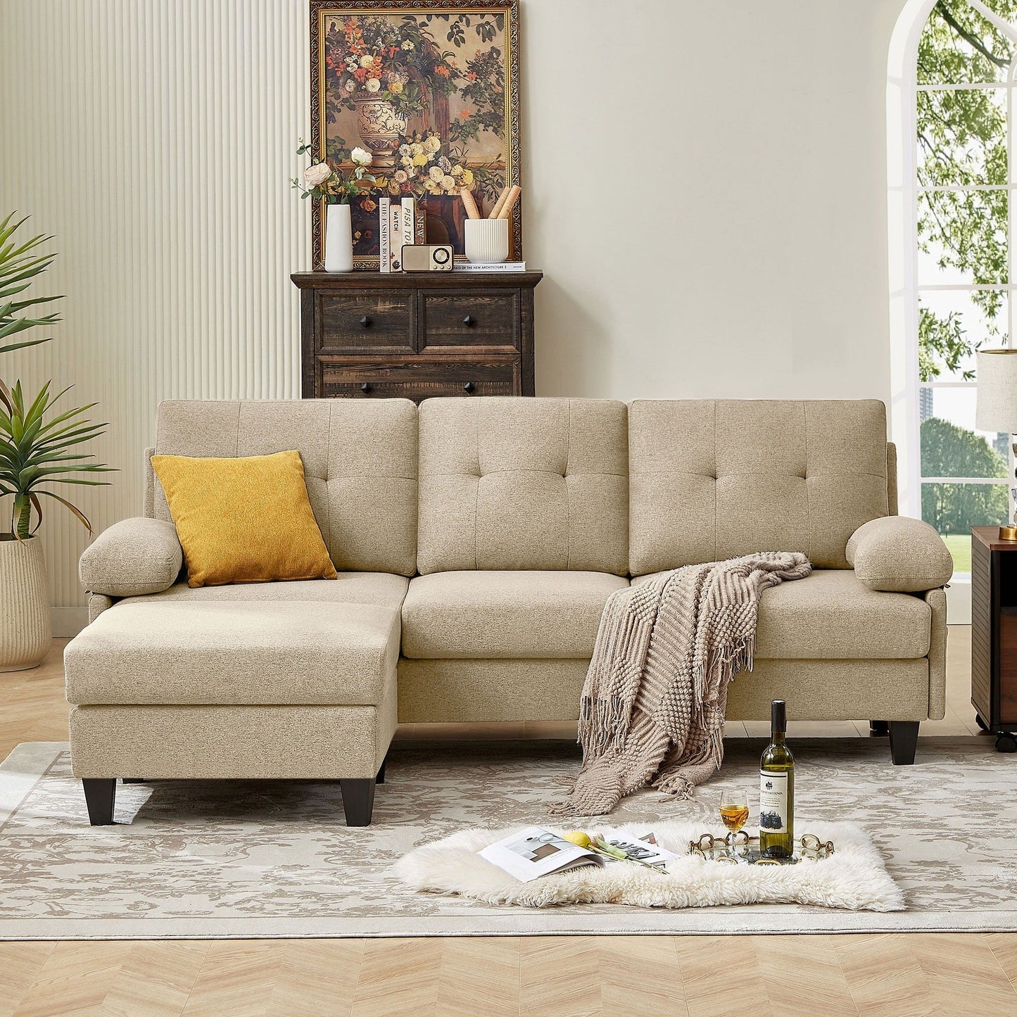 86.22 L Shaped Sectional Sofa with Side Storage Pockets