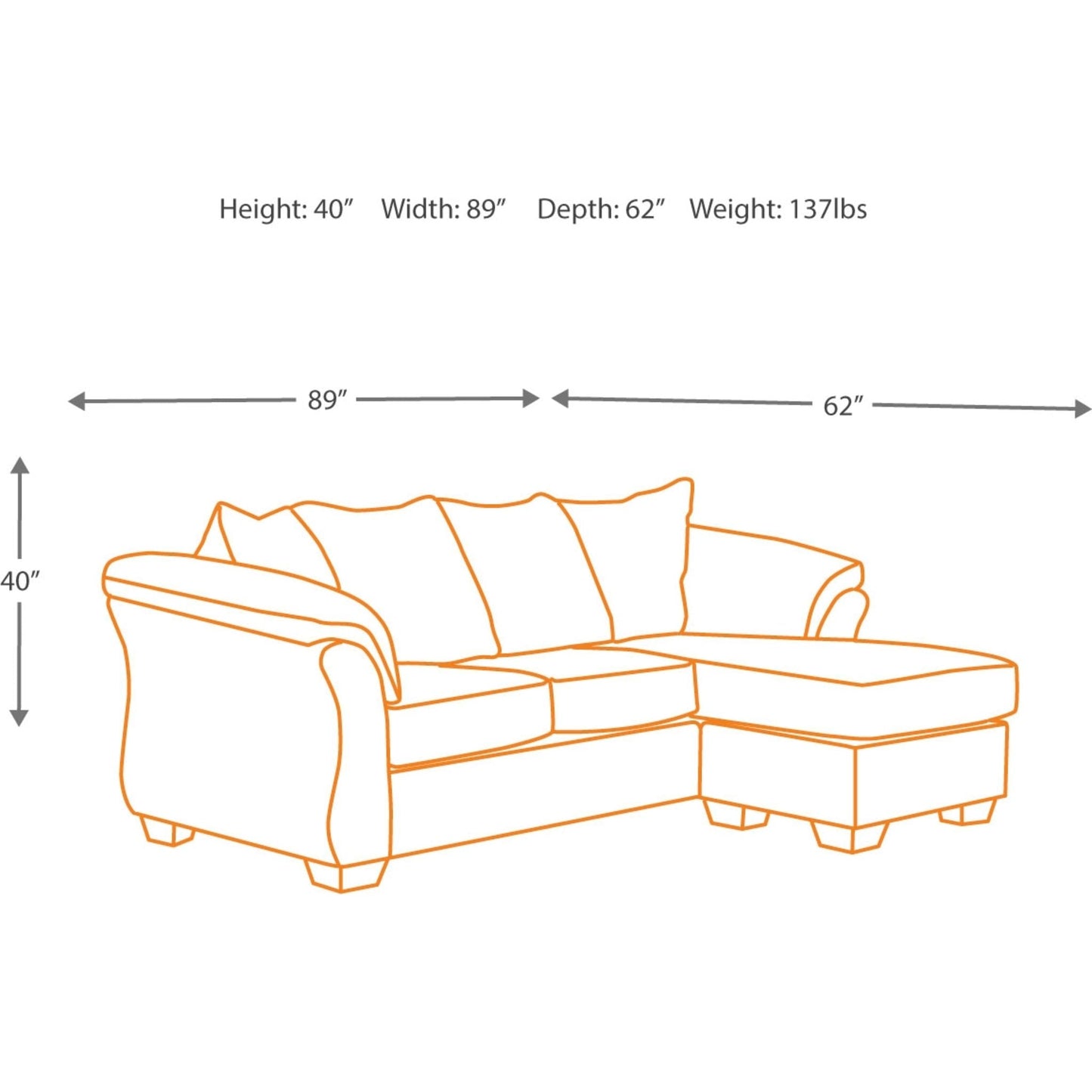 Darcy Sofa Chaise - Black