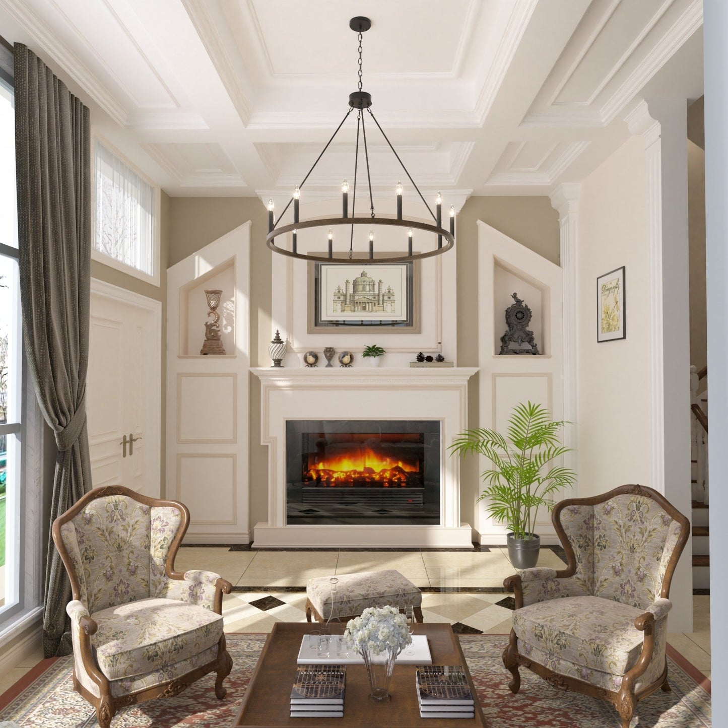 Acroma 12-light Farmhouse 40In Wagon Wheel Chandelier with UL - 40'' D x 138'' H