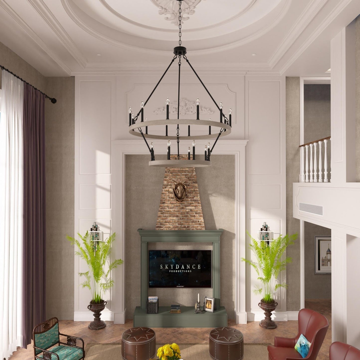 Acroma 20-light Modern Farmhouse 40In Round Wagon Wheel Chandelier with UL