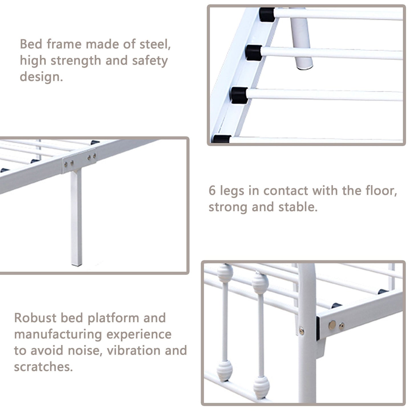 Alazyhome Simple Vintage Metal Platform Bed Frame, Easy-Assembly