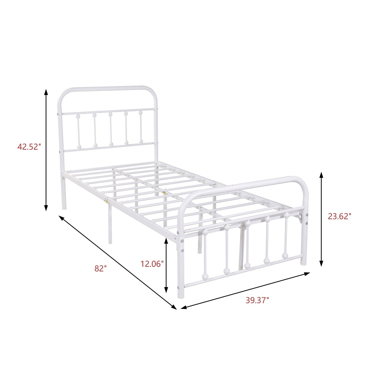 Alazyhome Simple Vintage Metal Platform Bed Frame, Easy-Assembly