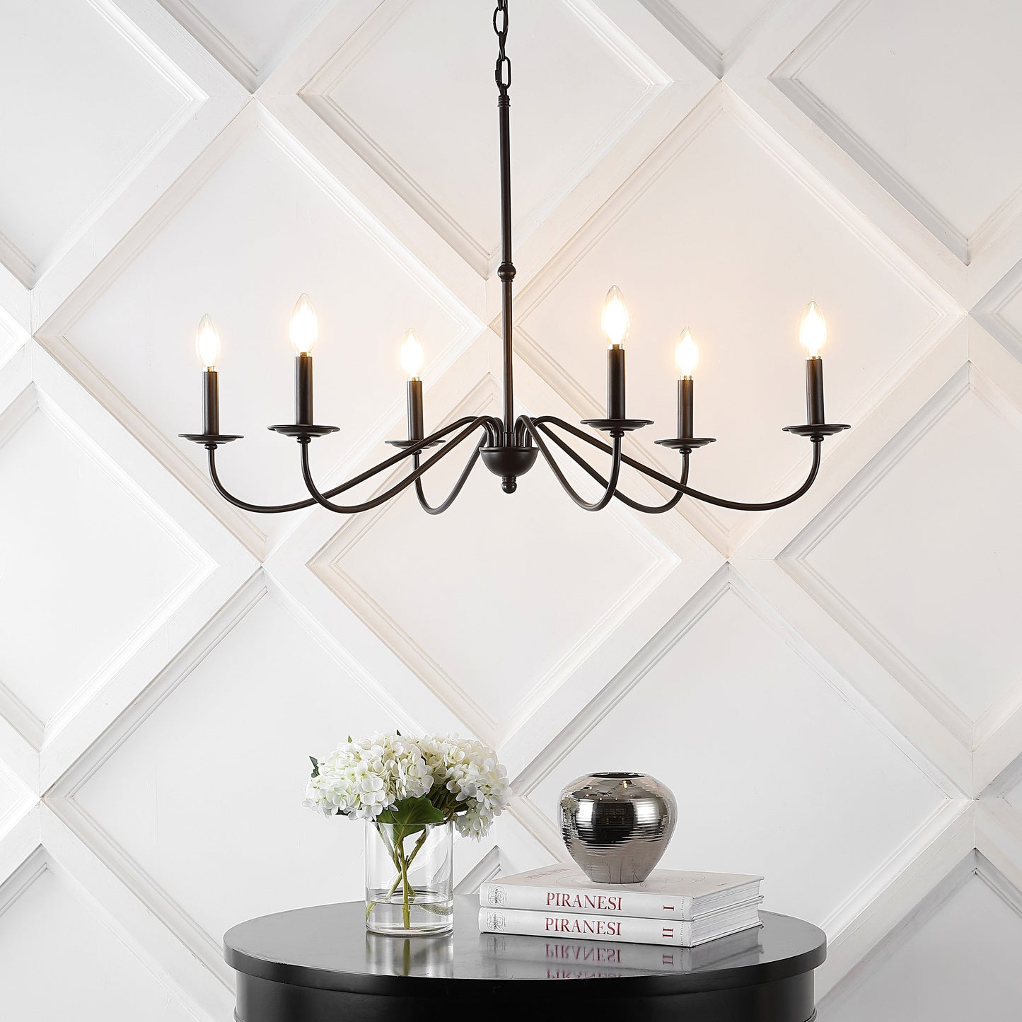 34.75 6-Light Iron LED Chandelier, by JONATHAN Y