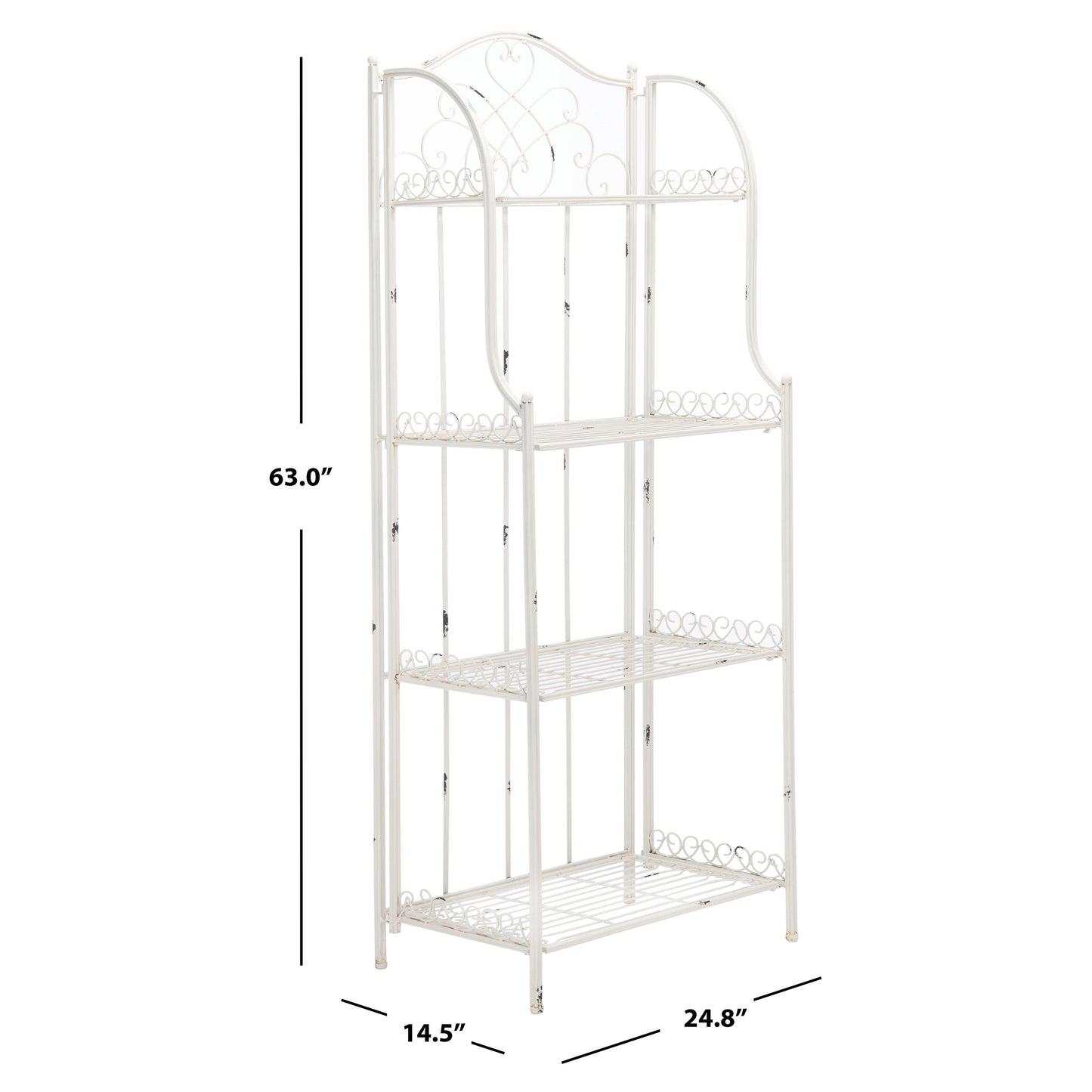 SAFAVIEH Bryn Victorian Wrought Iron 4-Tier Outdoor Bakers Rack - 25 In. W x 15 In. D x 63 In. H - 25W x 15D x 63H