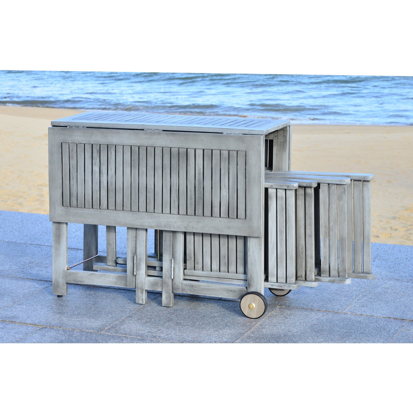 SAFAVIEH Outdoor Brandy 5-Piece Outdoor Dining Table Set - 43Wx35Dx29H