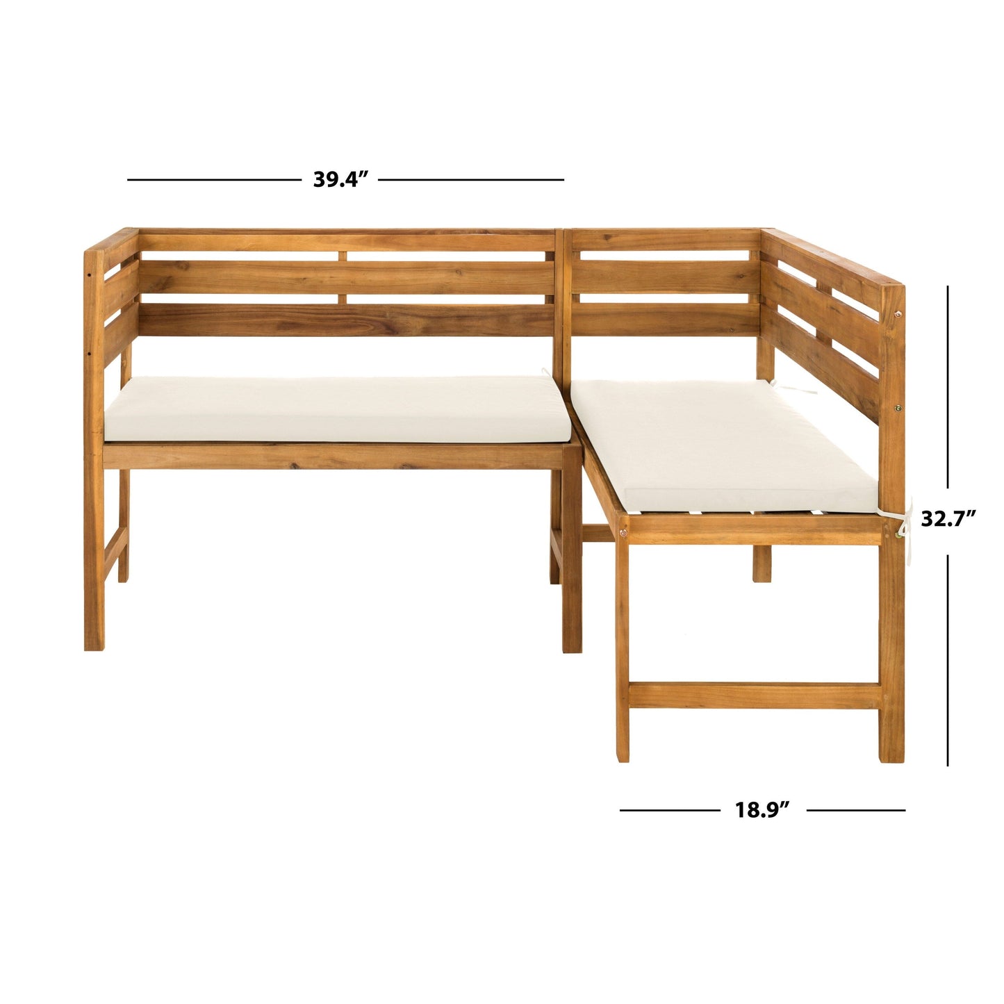SAFAVIEH Outdoor Kenna 3-Piece Balcony Corner Lounge Set - 39Wx19Dx33H