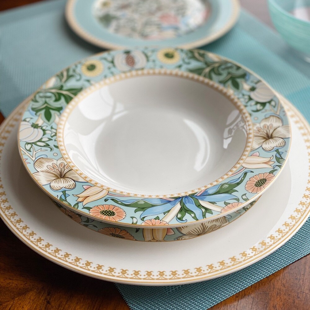 STP Goods Morris Garden Bone China Dinnerware Set of 24 for 6