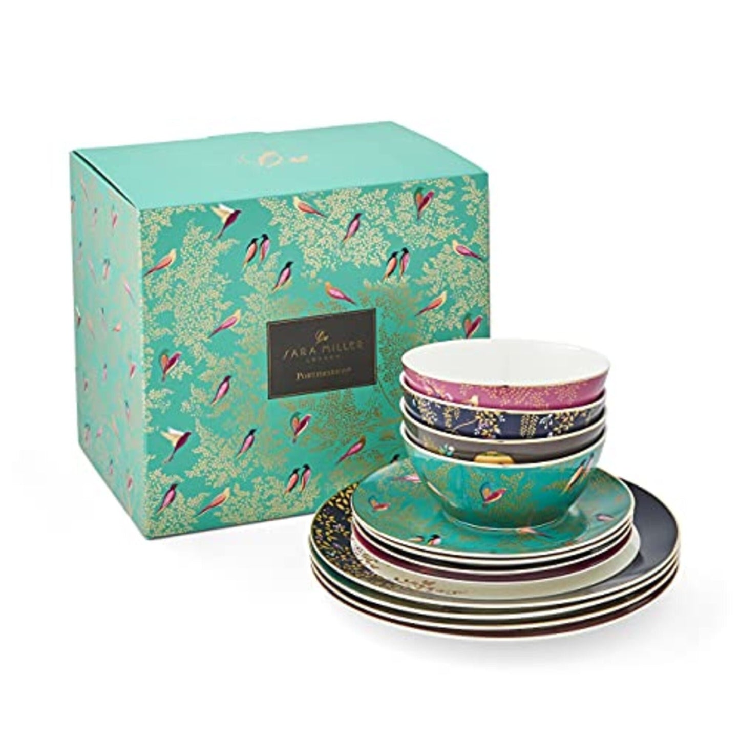 Sara Miller London Chelsea 12 Piece Tableware Set - 11 dinner plates, 8 side plates, 6 bowls