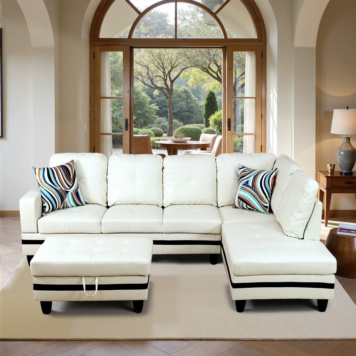 Semi PU Synthetic Leather 3-Piece Couch Living Room Sofa Set