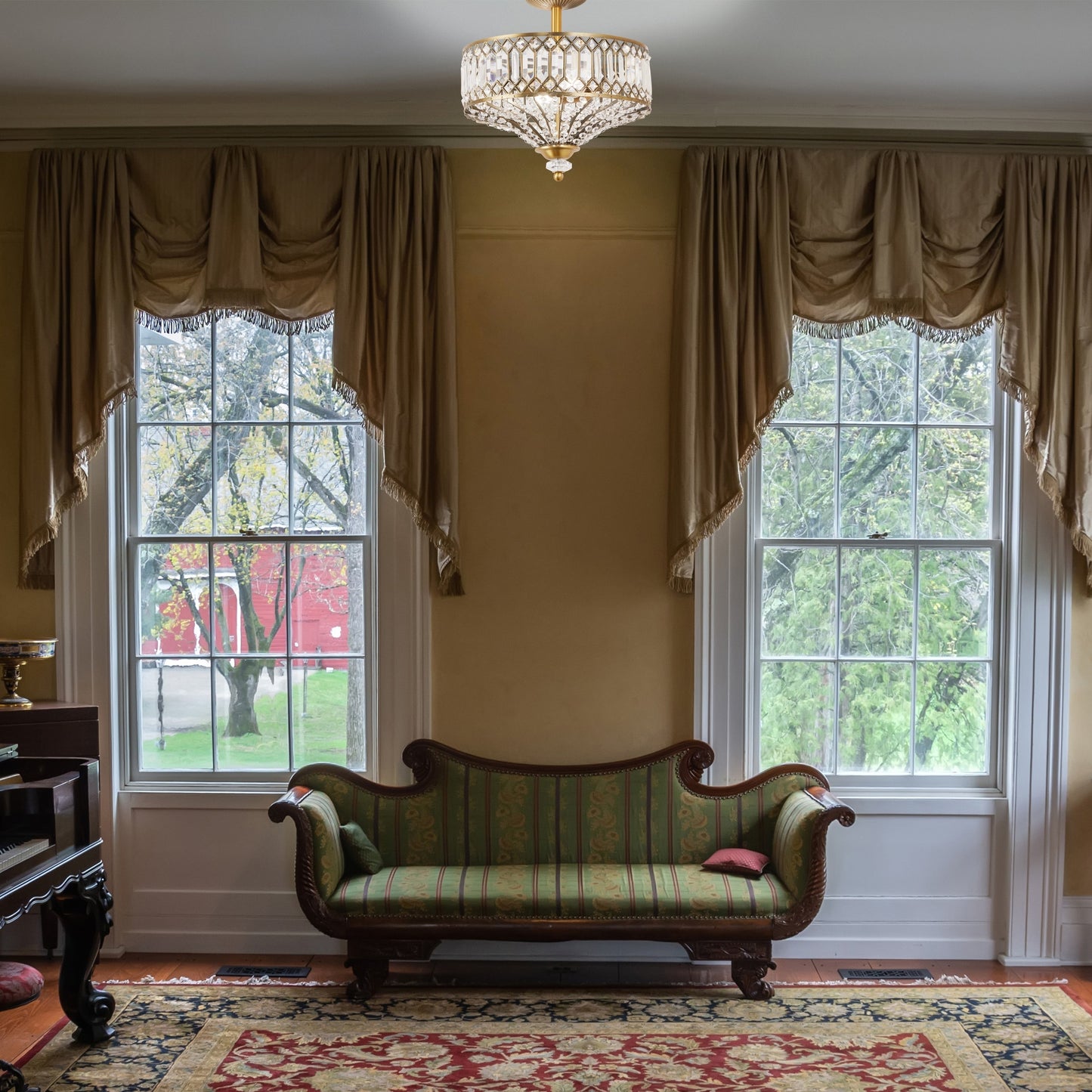 Silver Orchid Furey Bronze/Gold Tiered Glass Semi-flush Lighting Fixture - 14.75L x 14.75W x 15.25H