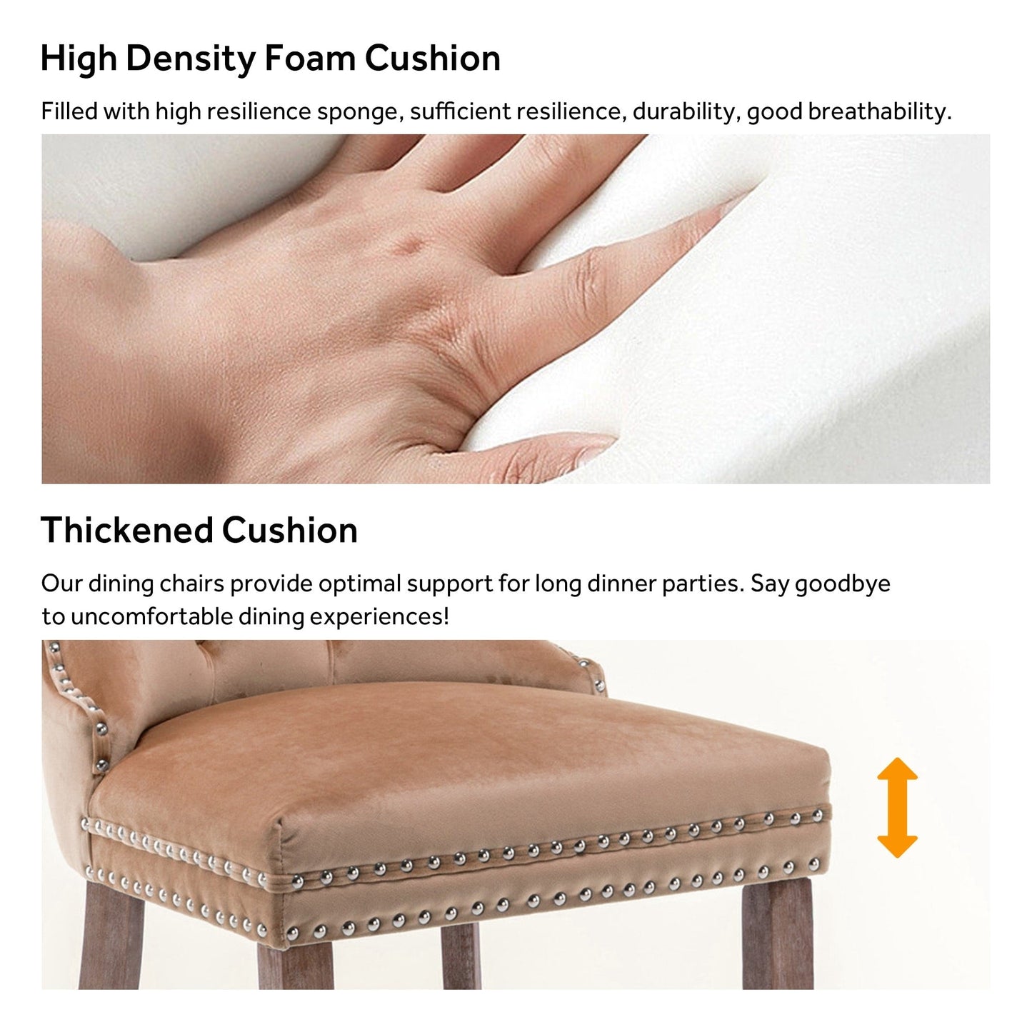 Upholstered Tufted Velvet Dining Chair with Solid Wood Legs Set of 6