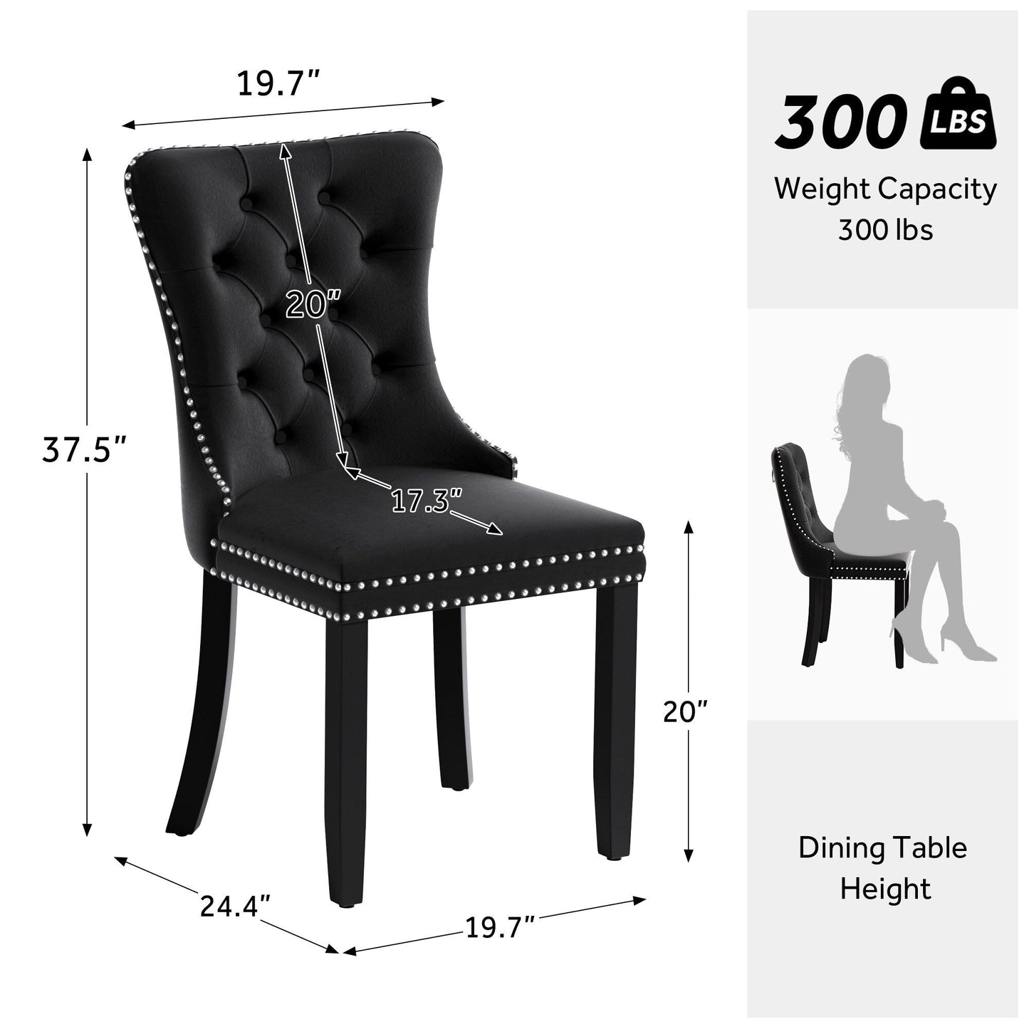 Upholstered Tufted Velvet Dining Chair with Solid Wood Legs Set of 6
