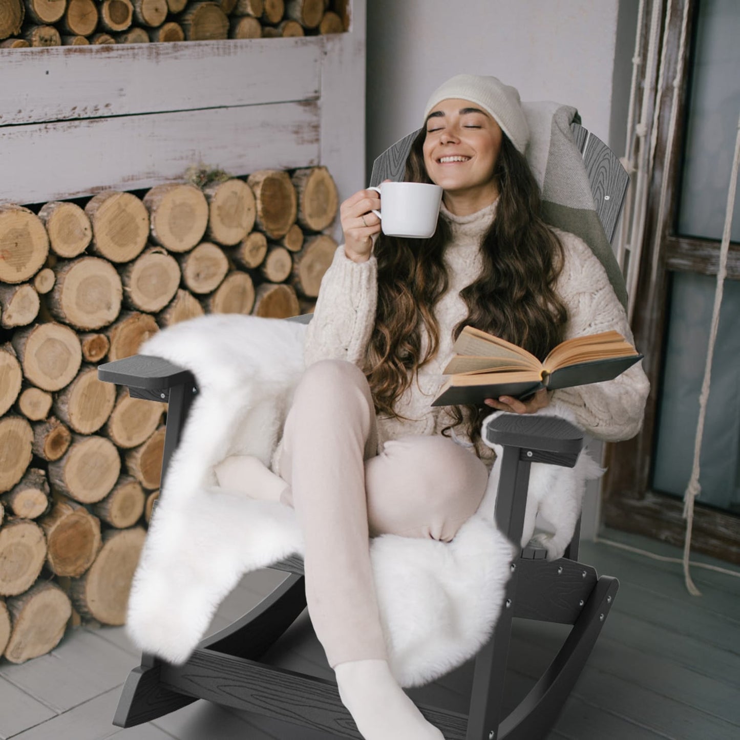 WINSOON All Weather Outdoor Rocking Chair, Set of 2