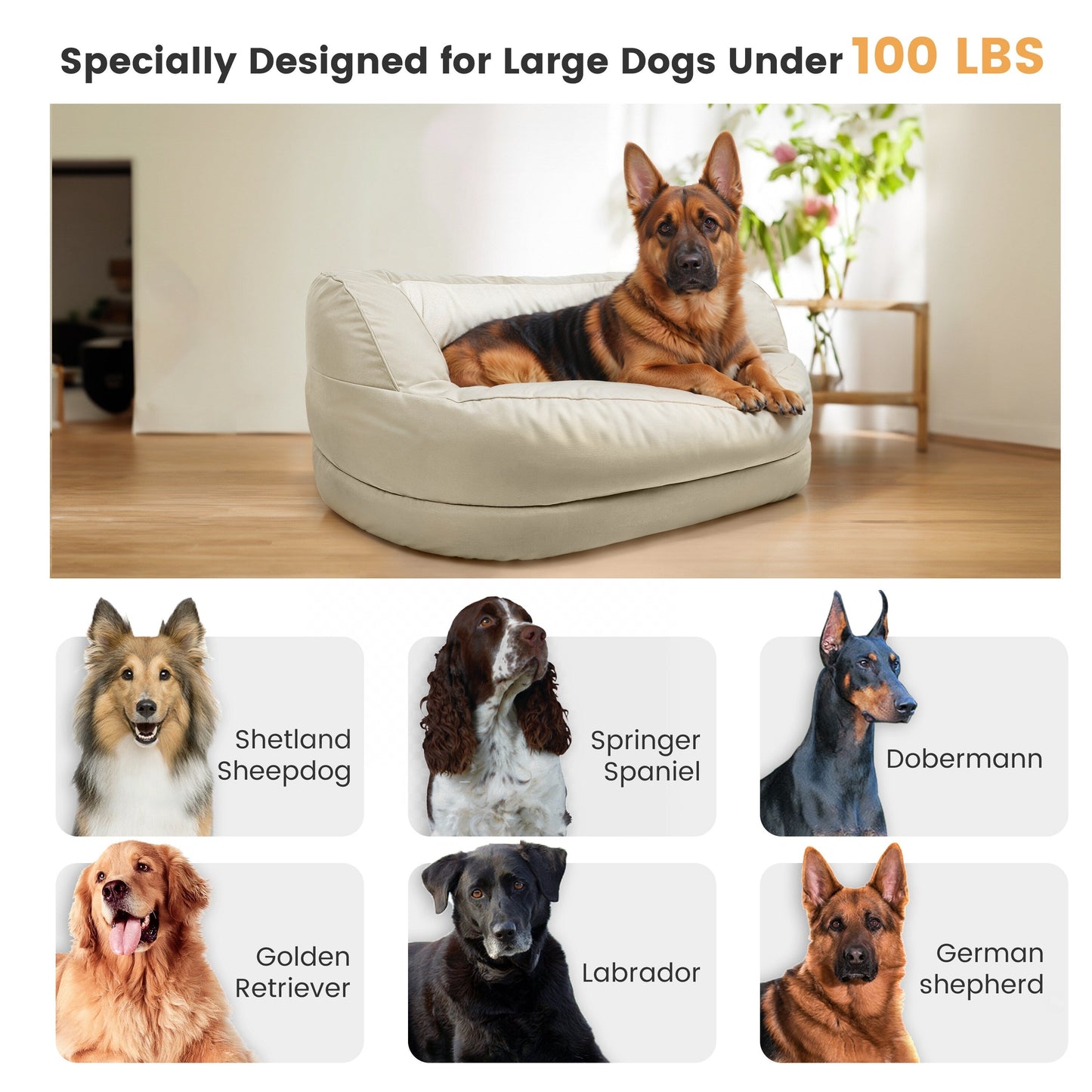 WOWMAX Waterproof Orthopedic Foam Dog Bed for Large Dogs dog couche