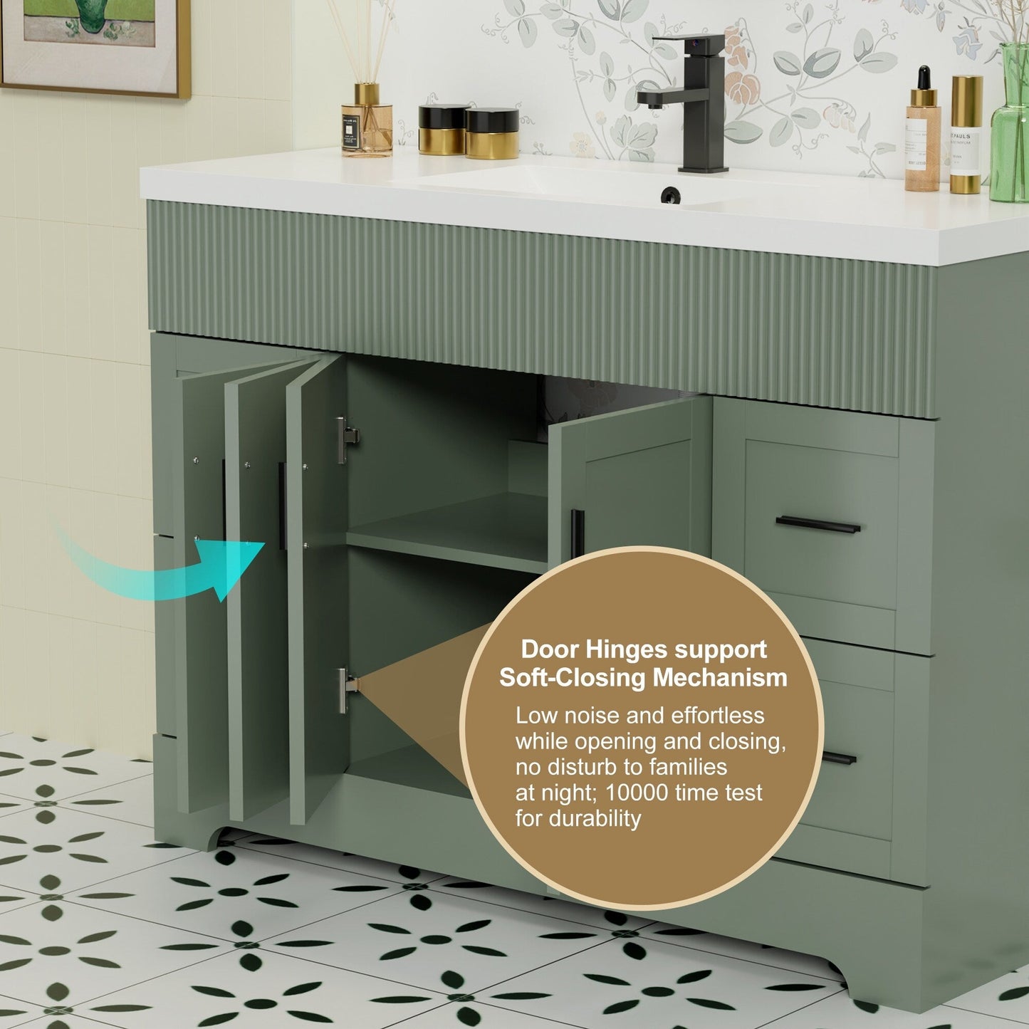 Wavy Line 30/36/48 Bathroom Vanity Set with Sink & Faucet