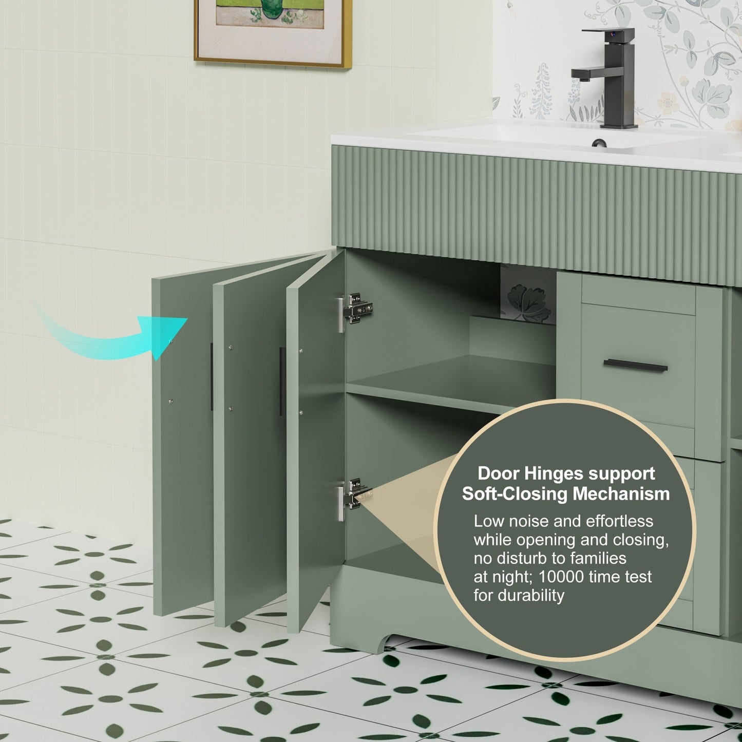 Wavy Line 30/36/48 Bathroom Vanity Set with Sink & Faucet