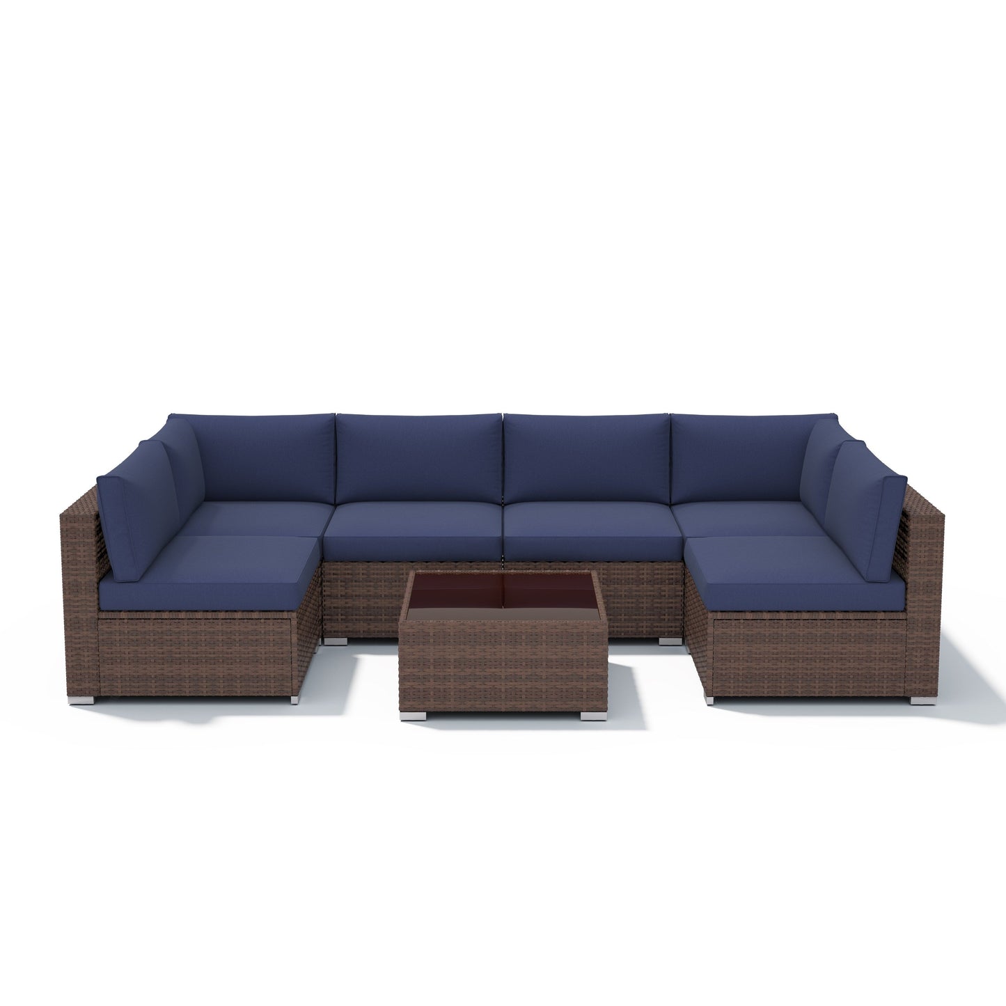 Wicker/ Steel 7-piece Outdoor Cushioned Sectional Sofa Set