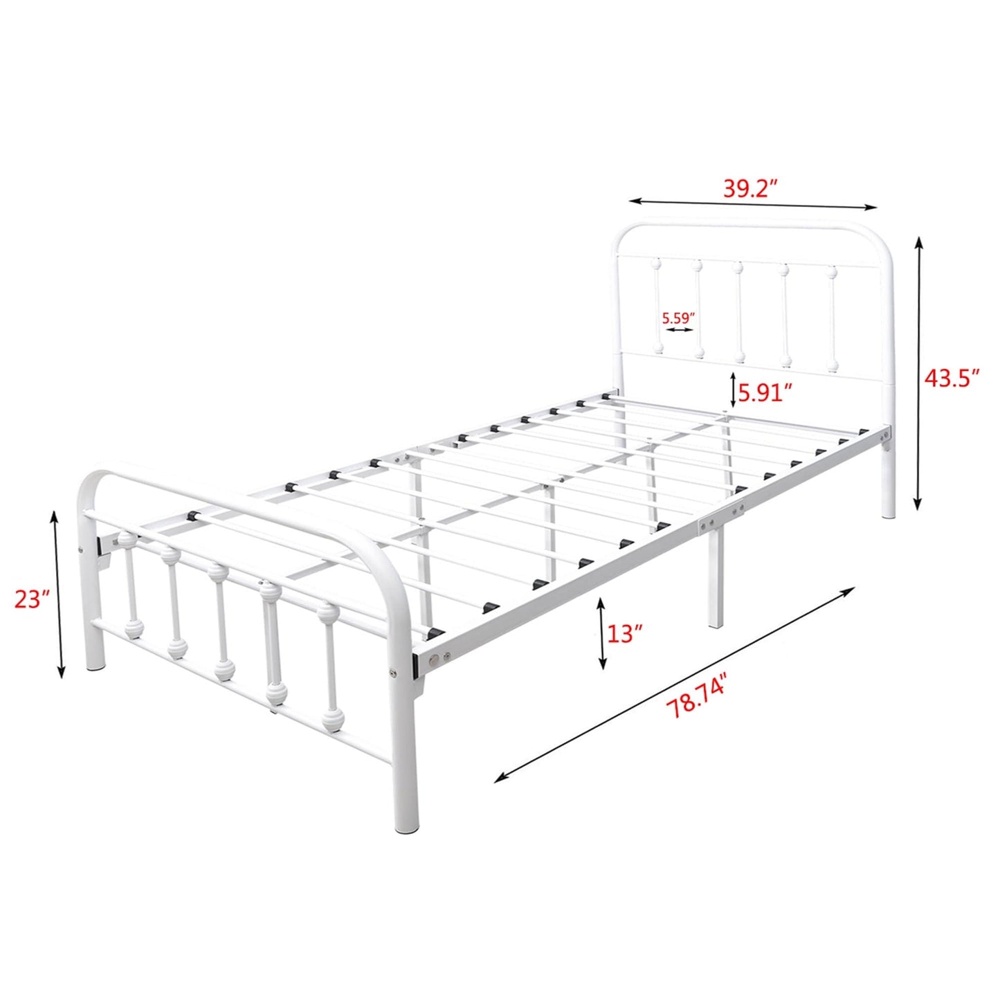 Alazyhome Simple Vintage Metal Platform Bed Frame, Easy-Assembly
