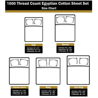 Superior Egyptian Cotton 1000 Thread Count Deep Pocket Solid Sheet Set