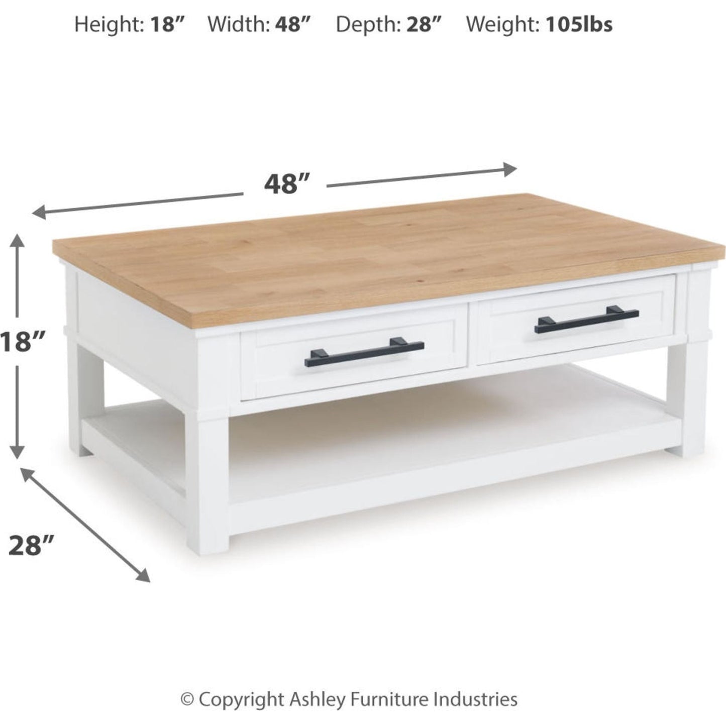 Ashbryn Coffee Table - White/Natural
