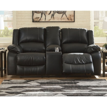 Calderwell Reclining Loveseat with Console - Black