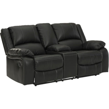 Calderwell Reclining Loveseat with Console - Black