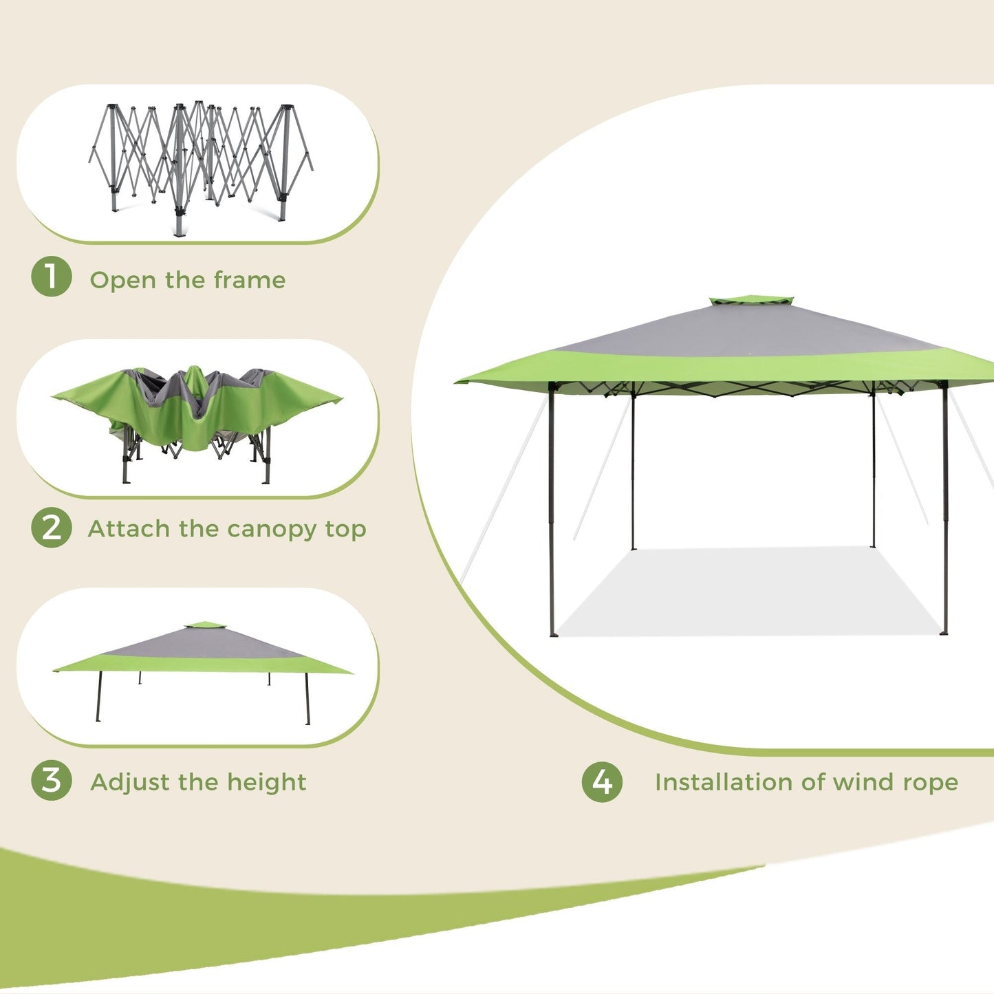 13' x 13' Outdoor Canopy Patio Gazebo Reinforced garden Pop-up Canopy Tentwith Elegant Corner Curtain - 13x13ft