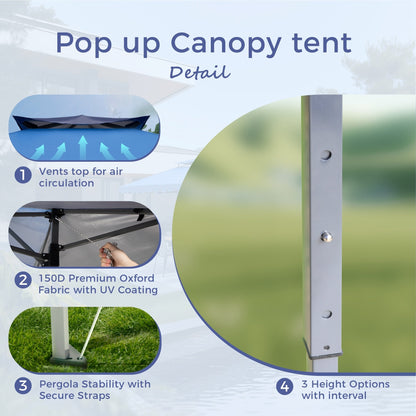 13' x 13' Outdoor Canopy Patio Gazebo Reinforced garden Pop-up Canopy Tentwith Elegant Corner Curtain - 13x13ft