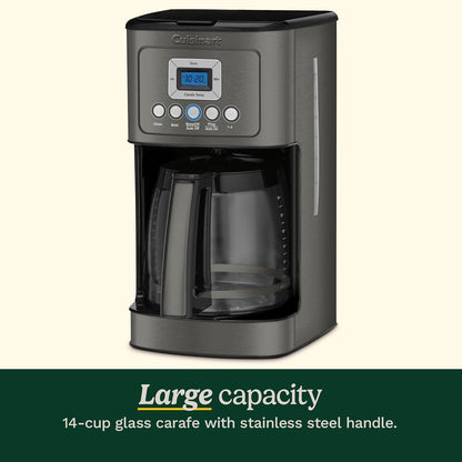 14-Cup Programmable Coffee Maker, Glass Carafe, Brew Strength Control, 1-4 Cup Setting, Black Stainless