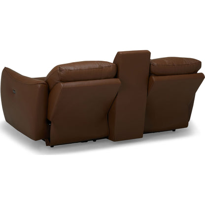 Arlo Power Reclining Loveseat w/ Console - Valencia Biscotti
