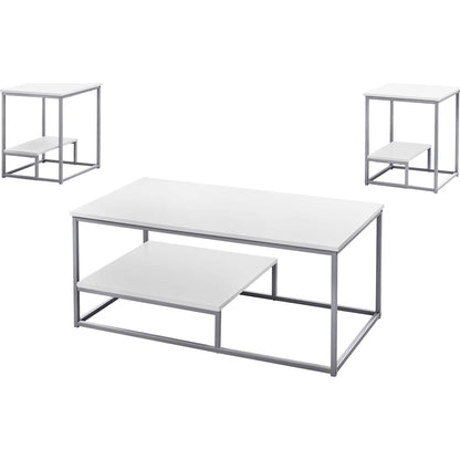 Arianna 3 Pack Tables - White/Silver