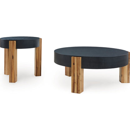 Breenmore 2 Pack Tables - Black/Natural
