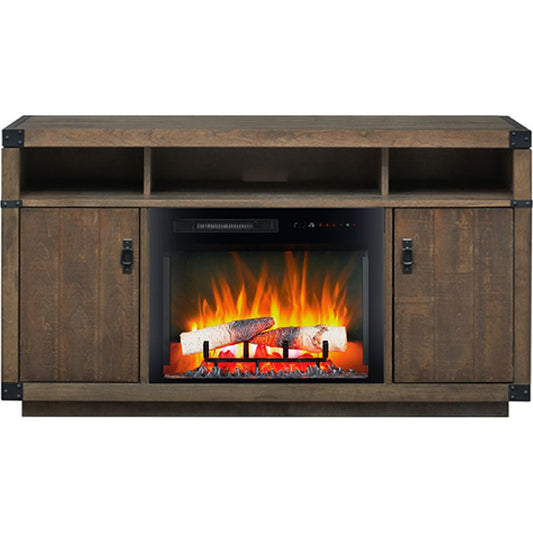 Chip Console with Fireplace - Cinnamon